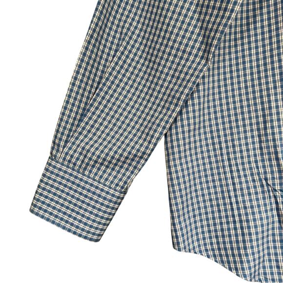 Peter Millar Shirt Mens XL Blue Check Crown Sport Button Down Silk Cotton - Picture 5 of 13